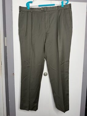 Zanella Pants Mens 40x28 Green Wool Pleated Dress Trousers Bennett Made Italy